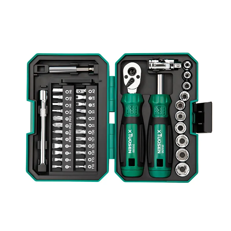 40-Piece Household Multifunctional Tool Kit – 1/4" Drive High Torque Ratchet Wrench Set with Sockets & Screwdrivers, Complete Home Repair Tool Set
